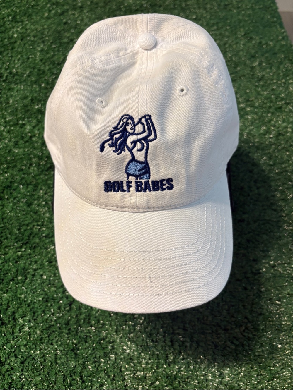 White Baseball Cap with Navy Embroidery Golf Babes